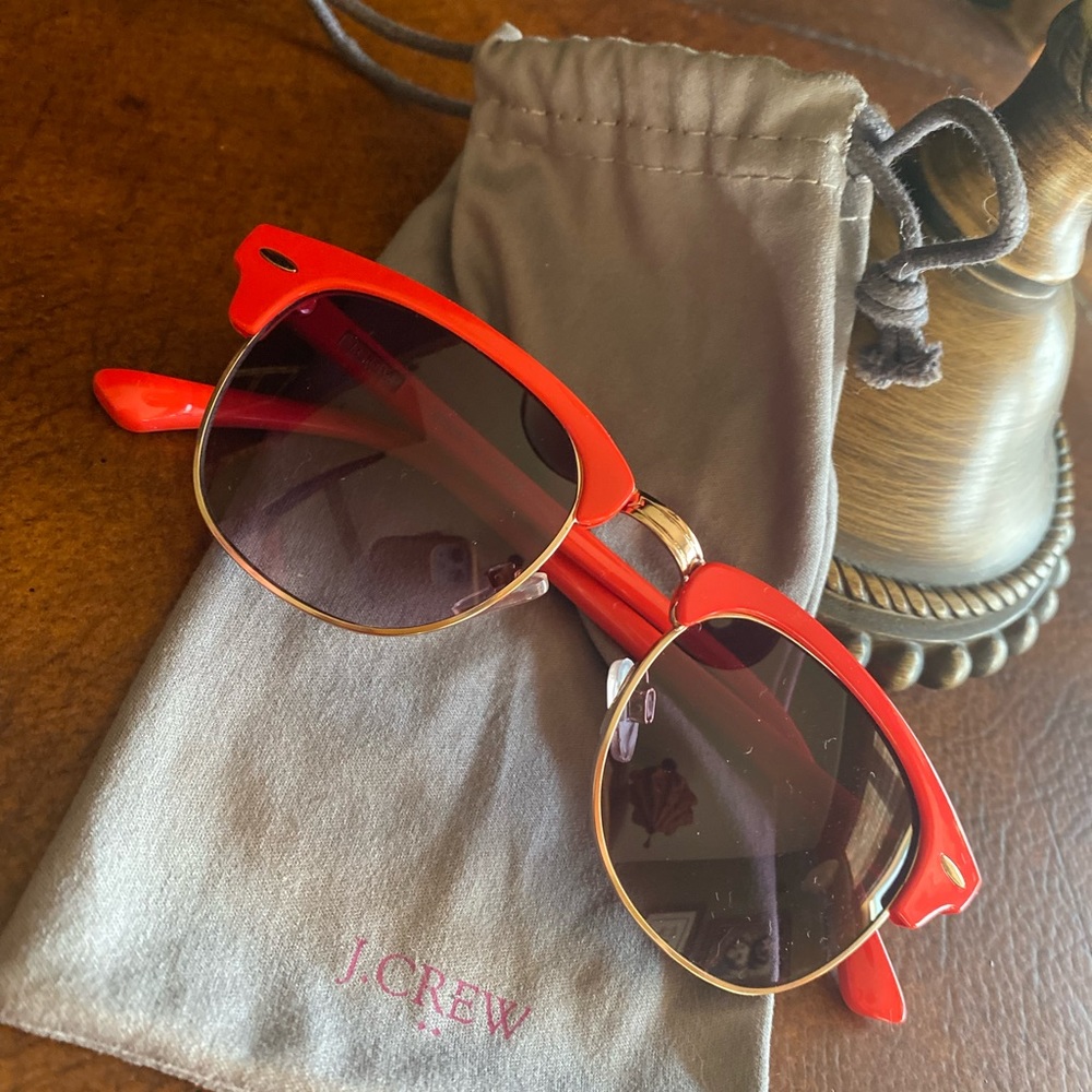 NWOT J. Crew Wayfarer sunglasses Coral Pink-Orange w/gold